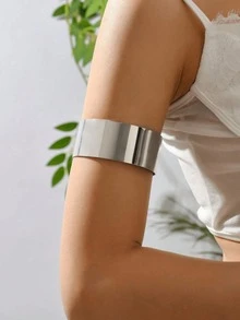 銀色開口式手鐲，手臂飾品，適合女性/女孩日常佩戴的手臂手鐲 - 銀色C - 查看 6