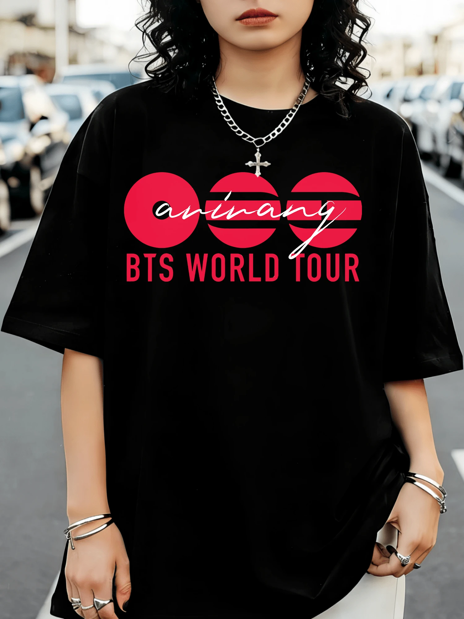 BTSS ARIRANG - Red And White - Classic 2026 World Tour T-Shirt - Black - View 1