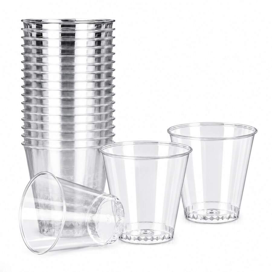 50 Pack Clear Plastic Shot Glasses, 1.7 Oz Disposable Shot Cups, Hard Plastic Mini Tasting Cups For Liquor, Whiskey, Tequila, Party, Wedding, Dessert, Sauce Samples & Catering