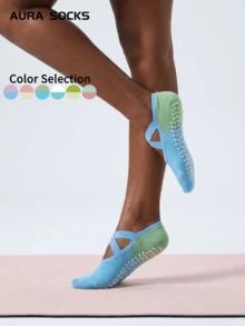 1/3 pares de calcetines invisibles de verano/primavera para mujer, color degradado, con puntos de silicona antideslizante en la Bottom, adecuados para yoga, pilates, deportes - Multicolor - Ver 1