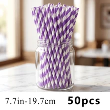 Rainbow Series - New Year Valentine's Day Straws 30pcs/50pcs, Multiple Colors Available, Disposable Paper Straws, Wedding Anniversary Party Decoration, Christmas Decoration, Holiday Supplies - Multicolor - View 24