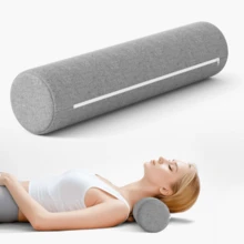 1 pieza Almohada cilíndrica de espuma de memoria, adecuada para colchón, piernas, espalda y esterilla de yoga, utilizada para soporte de cuello, espalda y piernas - Gris Oscuro - Ver 7