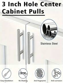 Baofeng 2/4pcs Stainless Steel Cabinet Drawer Pulls, Kitchen Handles, Bathroom Vanity Pulls, Metal Furniture Handles, Matte Silver Cabinet Pulls, Suitable For Kitchen And Bathroom Cabinets, Whole Drawer Pulls - Multicolor - View 5