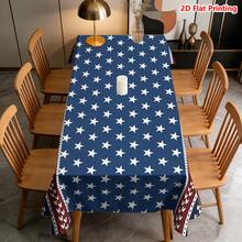 1/2pcs Independence Day Tablecloth, American Flag Style Tablecloth, Made Of Polyester Fiber, Suitable For Kitchen, Dining Room, Coffee Table, Picnic, Camping, Countryside, Decorative, Independence Day Theme Pattern, Classic Starry Stripes Design, Multi-Scene Applicable, Essential For Home Decor - Multicolor - View 14