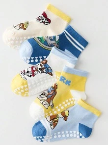 Bộ 1/3/5 đôi tất chống trượt ngẫu nhiên hình Paw Patrol cho trẻ em, tất ngắn cổ cao thoải mái, thoáng khí, họa tiết hoạt hình dành cho bé trai, cỡ 2-14 tuổi. - Nhiều màu - Xem 20