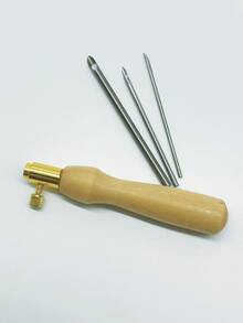 Wooden Handle Punch Embroidery Needle Set, 1 Set With 3 Interchangeable Needle Heads, Suitable For Different Thickness Of Embroidery Thread, Knitted, Cotton Thread, Perfect For Punch Embroidery, Russian Punch Embroidery, Applique Embroidery, Carpet Punch Embroidery And Other Handicrafts - The 3-head Puncture Needle Is Replaceable. - View 9