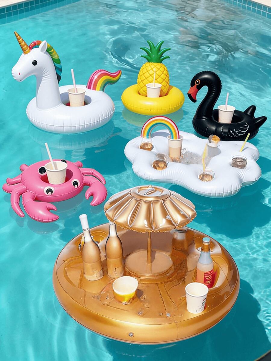 10pcs Inflatable Cup Holders, Coasters, Floating Drink Holders, Inflatable Drink Holders For Pool Party, Outdoor Activities - Multicolor - View 1