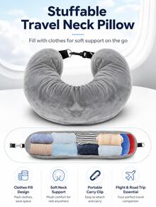 1 chiếc gối du lịch hình chữ U có thể nạp lại, gối kê cổ di động dùng cho máy bay, du lịch, dã ngoại, du lịch mùa xuân, quà tặng du lịch lễ Phục sinh, quà tặng du lịch Ngày của Mẹ, vật dụng cần thiết cho chuyến đi đường bộ Ngày Tưởng niệm, vật dụng cần thiết khi mang hành lý xách tay, vật dụng cần thiết khi đi máy bay. - Nhiều màu - Xem 2