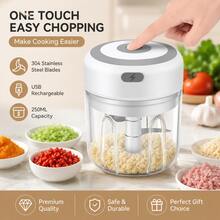 Electric Mini Garlic Chopper Portable Wireless Food Processor For Easy Using. - White - View 2