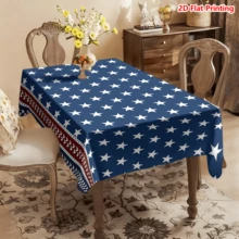1/2pcs Independence Day Tablecloth, American Flag Style Tablecloth, Made Of Polyester Fiber, Suitable For Kitchen, Dining Room, Coffee Table, Picnic, Camping, Countryside, Decorative, Independence Day Theme Pattern, Classic Starry Stripes Design, Multi-Scene Applicable, Essential For Home Decor - Multicolor - View 15