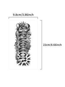 1Pc Tattoo Fake Gothic Temporary Tattoos Letter "Devotion" Semi Permanent Waterproof Sweatproof Last For 1-2 Weeks Realistic Herbal Juice Anti-Friction Non-Reflective Black For Woman And Men Tattoo Stickers For Arm, Chest, Leg, Abdomen, Waist - HF - View 5