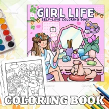 Sách tô màu GIRL LIFE dành cho người lớn và trẻ em, đậm nét và dễ tô, thiết kế tối giản khổ lớn giúp bạn thư giãn, bao gồm các họa tiết dễ thương và thoải mái (đậm nét và dễ tô), món quà lãng mạn cho ngày Valentine, thích hợp để tặng bạn bè, quà tặng ngày của Mẹ, đồ dùng học tập, dụng cụ vẽ và học tập, 24 trang, sách tô màu. - Cuộc sống của các cô gái - Xem 12
