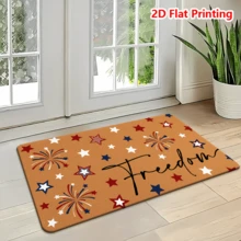 1/2pcs Independence Day Doormat, Flannel Doormat With Star And Firework Pattern, Soft Absorbent Non-Slip, Machine Washable With Anti-Skid Backing, Suitable For Entryway, Living Room, Kitchen, Bathroom, Foyer, Multipurpose Rug, Holiday Decor Household Essential - Multicolor - View 5