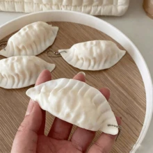 New Dumpling Squishy Toy, Realistic Folded Texture Design, Slow Rebound Soft Touch, Stress Relief, With Small Hanging Chain For Portable Decor, Desk Ornament, Silicone, Random Color Pendant, Birthday Gift, Ideal Gift, Surprise Gift, Holiday Gift, Couple Gift, Christmas Gift - Multicolor - View 3