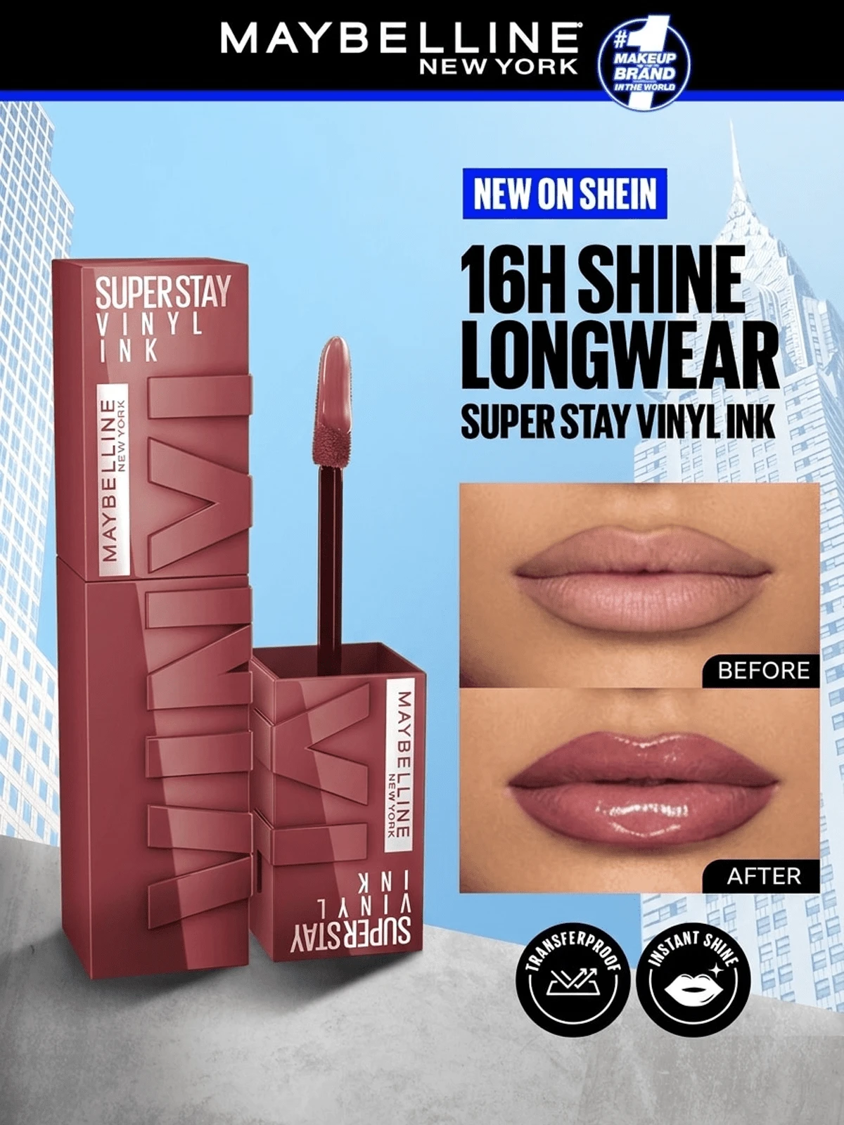Maybelline Superstay 乙烯基墨水液體唇膏 40 Witty 0.14 盎司/4.2 毫升 - 四十 機智 - 查看 1