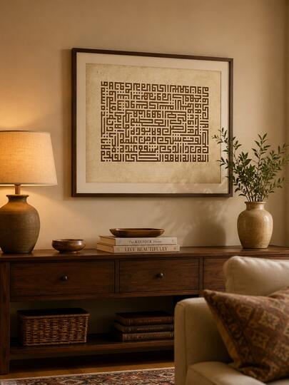 1PC Vintage Islamic Geometry Library French Calligraphy Decoration Painting Middle Eastern Arab Art Poster Living Room Entrance Study Room Homestay Home Wall Decoration New Year Gift Frameless