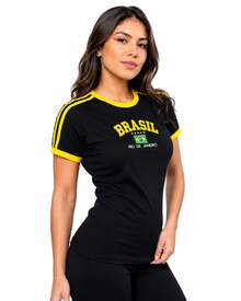 Brazil Embroidered T-Shirt – Women's - Black and White - View 4