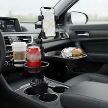4-In-1 Car Phone Holder With Cup Holder Food Tray And Storage Space - Adjustable Waterproof Car Accessory - A - View 2
