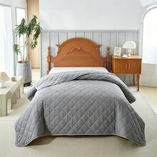 1pc Oversized Lightweight Soft Quilted Bed Cover, Thin Bedspread For Double Bed, All Season Bedding, Spring & Summer - Rhombus - Gray - View 20
