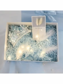 1pc Large Gift Box With Lid - Includes Shredded Raffia Filler - Sturdy & Durable Quality - Ideal For Weddings, Wedding Favors, Birthday Decor, Party Favor Bags, Gift Wrapping, Father's Day Gift Boxes, Teacher Gift Boxes - Multiple Styles - View 5