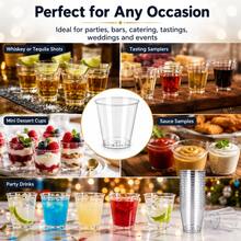50 Pack Clear Plastic Shot Glasses, 1.7 Oz Disposable Shot Cups, Hard Plastic Mini Tasting Cups For Liquor, Whiskey, Tequila, Party, Wedding, Dessert, Sauce Samples & Catering - Transparent - View 4