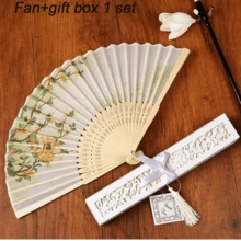 20/40把個性化雕花白色摺疊優雅布扇，派對與婚禮用品，10/20/40把客製化復古雕花摺疊優雅布扇 + 禮盒組，絲綢與竹製手扇，適用於派對、婚禮、海灘婚禮伴手禮、紀念禮物 - 中國風禮盒扇 - 查看 24