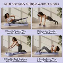 Foldable Pilates Reformer For Home Gym 300Kg Heavy Duty Load Bearing Exercise Machine Multi Function Core Trainer With 2 Foot Pedals 2 Push Up Bars 2 Handlebars 2 Resistance Cords 1 Pulley Strap 24 Non Slip Pads Compact Storage For Full Body Sculpting Fat Burning Postpartum Shaping Shoulder Relief Metabolism Boost Pink And Purple Color - Lilac Purple - View 4