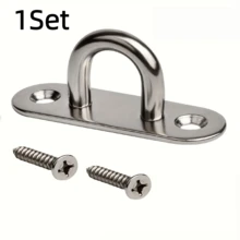 1Set/2/3/4/5/6Sets Thickened Stainless Steel Hanging Rings, Outdoor Awning Swing Fixing Hooks, Industrial Grade Load-Bearing 90 Lbs Hanging Rings, Home Hardware Hanging Ring Accessories - Silver - View 17