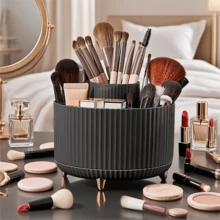 [Makeup Orginizer/Organziers Storage]360° Rotating Makeup Organizer, Large Capacity Skincare Storage Holder, Multi Compartment Cosmetic Display Case For Vanity Bathroom Countertop - 查看 9