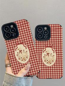 New Fashionable And Elegant Retro Red Plaid Bow Tie Duck Pattern Shock-Absorbing Leather Phone Case, Daily Protection Essential, Gift For Friends And Family, Compatible With IPhone17/17Air/17Pro/17ProMax/IPhone16/16Plus/16Pro/16ProMax/IPhone15/15Plus/15Pro/15ProMax/IPhone14/14Plus/14Pro/14ProMax/IPhone13/13Pro/13ProMax/IPhone12/12Pro/12ProMax/IPhone11/IPhone11Pro/11ProMax - Multicolor - View 3