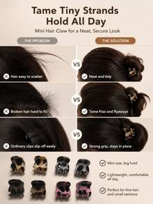 20pcs Brown Mini Hair Clips, Suitable For Women's Hairstyle Design, Can Be Used To Decorate Braids And Fluffy Bangs - Multicolor - View 3