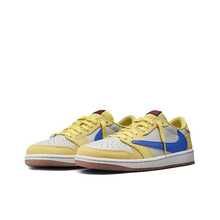 Nike × Jordan Air Jordan 1 倒鉤 7.0 皮革 Low OG Canary Yellow 聯名款 防滑 低筒 復古籃球鞋 女款 金絲雀黃 藍色 - 黃色 - 查看 3