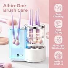 3-In-1 Electric Makeup Brush Cleaner, Automatic Makeup Brush Cleaning Machine With Brush Dryer, Portable USB Deep Cleaning Set For Various Size Makeup Brushes, Mother's Day & Girlfriend Gift - White - View 3