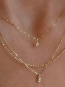 1 chiếc dây chuyền mặt dây nhiều lớp tua rua tối giản màu vàng, thích hợp để đeo vào ngày Valentine hoặc làm quà tặng cho bạn bè. - Vàng - Xem 4