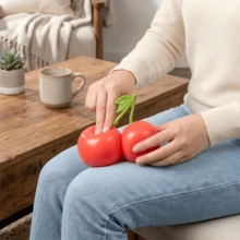 Gran juguete de estrés en forma de cereza, pelota de estrés elástica y estirada, lindo juguete de estrés en forma de cereza mochi, gran juguete de estrés con forma de alimento, juguete de alivio de estrés gigante para adultos, lindo regalo sensorial con forma de fruta, juguete de dedo para aliviar la ansiedad - grande - Ver 4