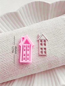 Bộ 1/4 khuôn cắt đất sét polymer hình ngôi nhà làng quê, khuôn dập nổi phong cách Boho để làm khuyên tai, dụng cụ làm đồ thủ công bằng đất sét sản xuất tại Canada. - Hồng - Xem 13