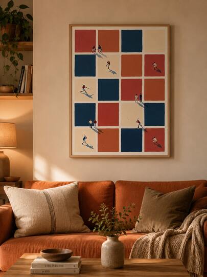 1pc Baseball Grid Art Print, Minimalist Retro Sports Illustration, Modern Athlete Decor,Suitable For Bedroom And Living Room Decoration, Unframed