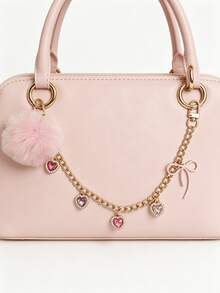 Encantos de bolso con lazo y strass en forma de corazón rosa - Rosa - Ver 3