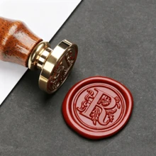 1 đầu con dấu sáp bằng đồng thau hình hoa dây leo (tay cầm bán riêng), con dấu sáp khắc chữ lồng. - Mảnh duy nhất - Xem 5