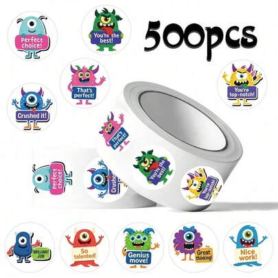 500 miếng/cuộn hình dán hoạt hình quái vật dễ thương, hình dán graffiti, decal trang trí DIY, dán lên ván trượt, ốp điện thoại, laptop, tủ lạnh, chống thấm nước.