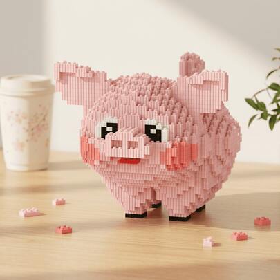 4280pcs Giant Pink Piggy Micro Diamond Building Blocks Set, Large 3D Puzzle Animal Model, Adult Stress Relief DIY Collectible, Desktop & Room Decor Toy, WARNING: SUITABLE FOR ADULTS ONLY