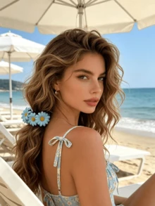 1/4 Peças Scrunchies de Cabelo Girassol, Estilo Havaiano, Acessórios de Cabelo para Praia, Decoração de Festa de Casamento, Boêmio, Adequado para Uso Diário, Fofo e Elegante, Festival, Aniversário - Multicolorido - Visão 6