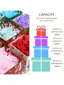 1pc Large Gift Box With Lid - Includes Shredded Raffia Filler - Sturdy & Durable Quality - Ideal For Weddings, Wedding Favors, Birthday Decor, Party Favor Bags, Gift Wrapping, Father's Day Gift Boxes, Teacher Gift Boxes - Multiple Styles - View 9