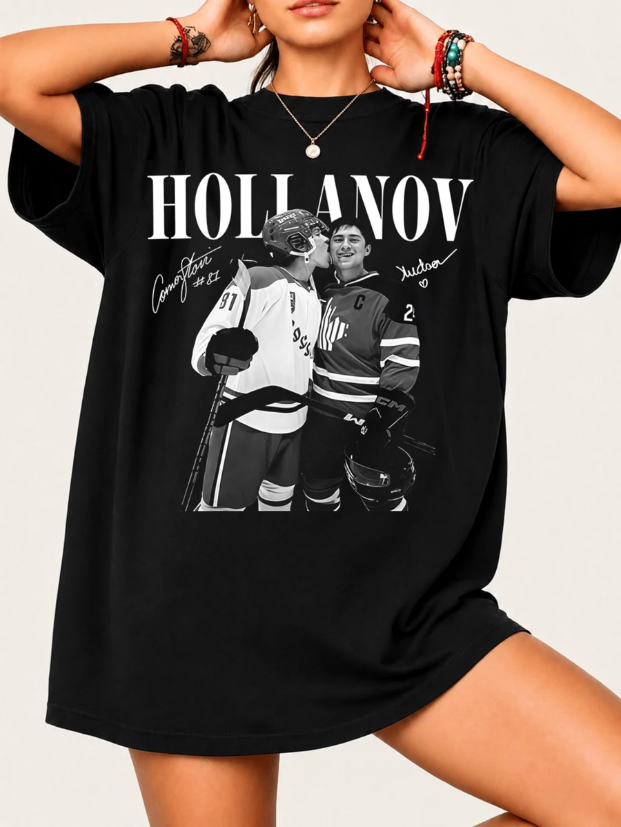 Hollanovv Fan T-Shirt With Player Photos And Autographs, 100% Cotton, Unisex - Black - View 1