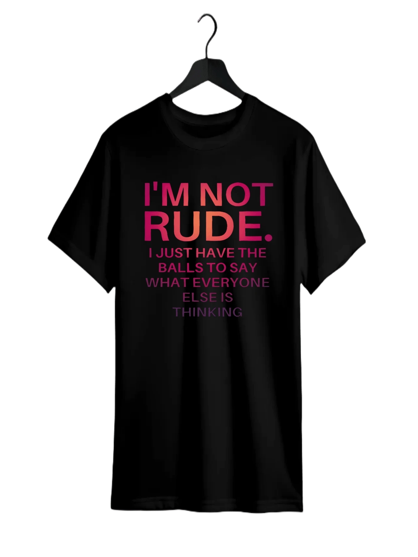 Plus Size I Am Not Rude Print T-Shirt Women Casual Crew Neck Short Sleeve Red T-Shirt - Black - View 1