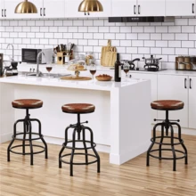 Butterslay Rustic Swivel Bar Stool 21.5-28 Inch Adjustable Bar Stool With Metal Frame Vintage Industrial Faux Leather Barstool Counter-Height Round Stool For Kitchen Dining Room Bistro Restaurant, Black/ Brown/ Light Brown - màu nâu - Xem 9