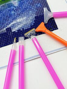 [10支/包]鑽石畫點鑽筆 橘色，雙頭可用，6鑽+9鑽頭組合點鑽筆，多頭升級可同時點鑽，高效加速，必備鑽石畫手工工具 - 套裝 - 查看 3