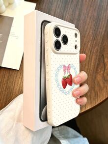 1 chiếc ốp lưng điện thoại TPU mềm chống sốc họa tiết chấm bi dâu tây ren dễ thương hình trái tim, thích hợp làm quà tặng sinh nhật/ngày lễ cho bạn bè, gia đình, người yêu, phù hợp với các dòng điện thoại 17/16/15/14/13/12/11/X/XR/XS MAX, Galaxy A56/55/A03S - Nhiều màu - Xem 5