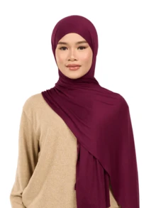1 chiếc khăn trùm đầu Hồi giáo dệt kim màu trơn, mềm mại, cỡ lớn dành cho phụ nữ - màu đỏ sẫm - Xem 4