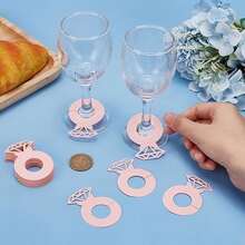 50pcs Paper Diamond Ring Decorations With Wine Glass Tags, Suitable For Wedding, Restaurant And Birthday Party Decor - Multiple Styles - View 4